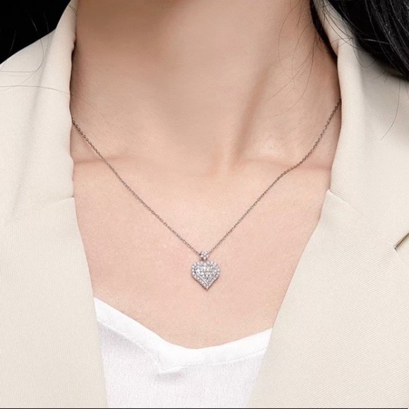 NEW 925 STERLING SILVER DIAMOND PENDANT NECKLACE - Picture 6 of 8